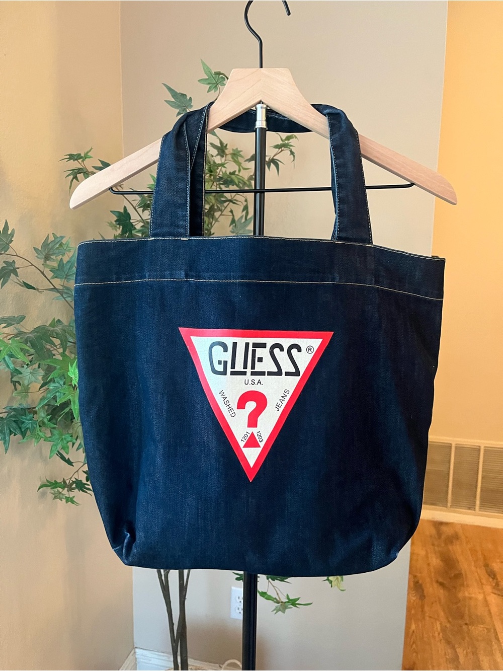 GUESS x FIDM Museum Dark Wash Denim Tote Bag
